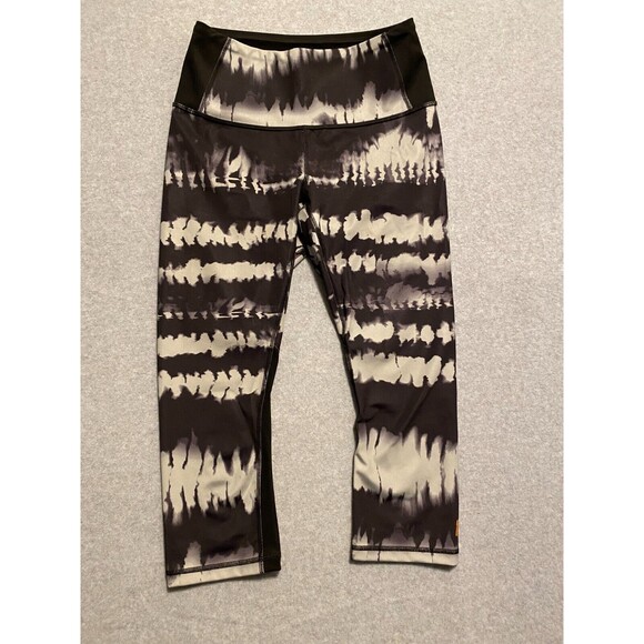 Lucy Leggings Womens Small Black Ivory Tie Dye High Waist Gym & Training Pull-On - Picture 1 of 13